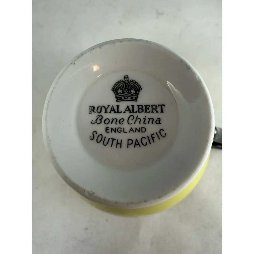 Mid Century Modern Teacup Royal Albert South Pacific Saucer Black Yellow Atomic